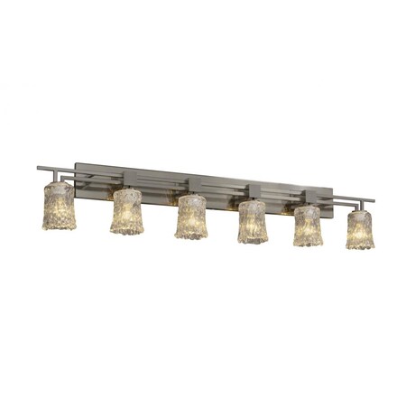 Justice Design GLA-8706-16-WHTW-NCKL Aero Six Light Bath Bar, Glass Options: WHTW: Whitewash Glass Shade, Choose Finish: Brushed Nickel Finish, Choose Lamping Option: Standard Lamping